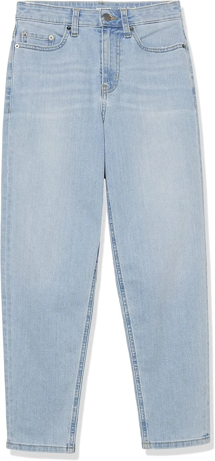 Amazon Essentials Women's High-Rise Relaxed Leg Tapered Ankle Jean