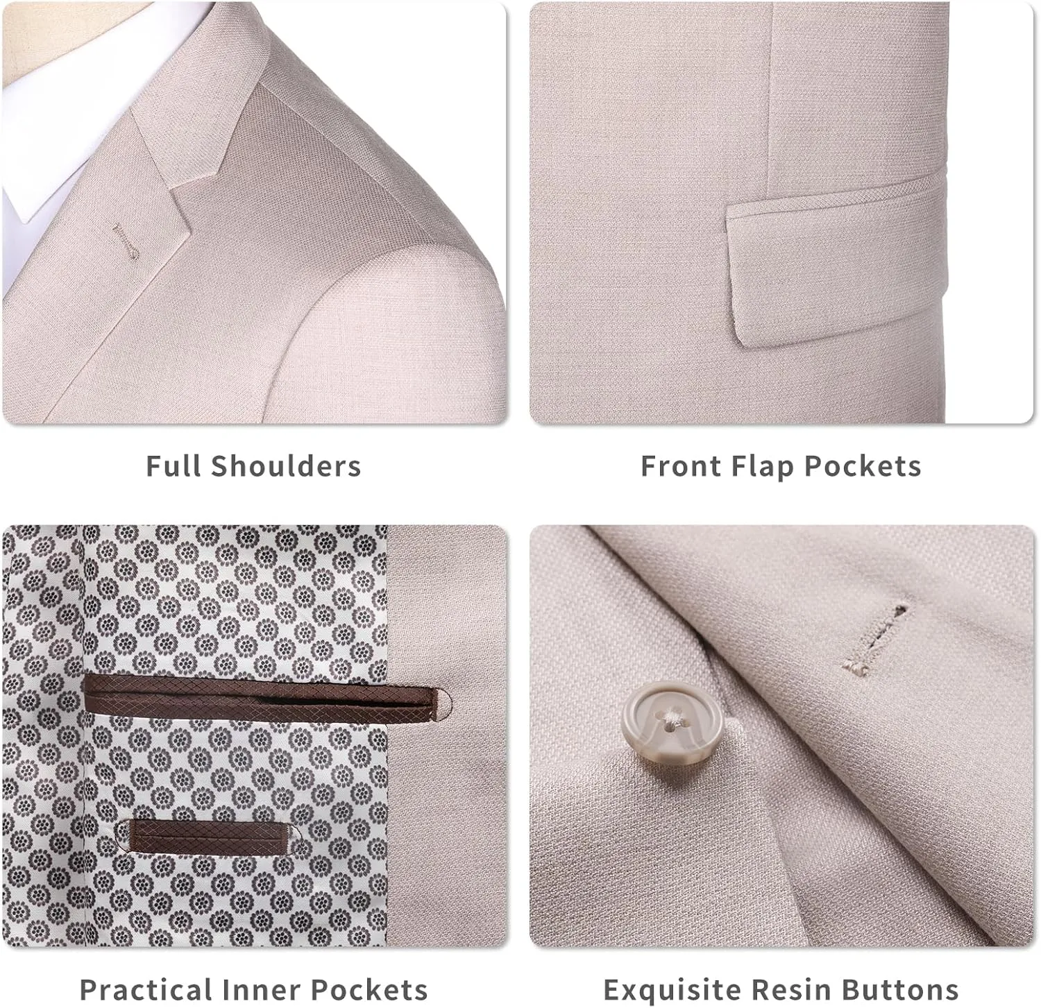 AMY ZHU Men's Sport Coat Classic Fit 2 Button Stretch Blazer Suit Jacket