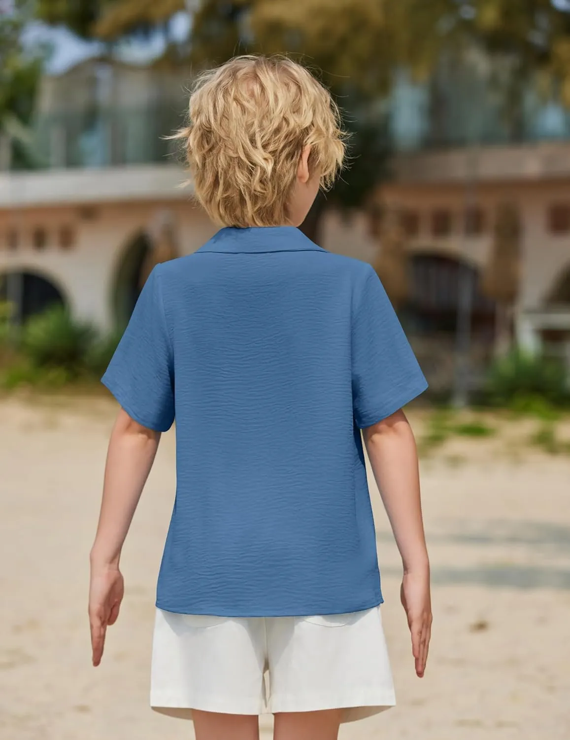 Arshiner Boys Short Sleeve Button Down Shirt Texture Summer Beach Vacation Shirt 4-12 Years