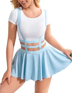 Avidlove Women Sexy Skirts Suspender Skirt - A-Line Mini Pleated Short Braces Skirt