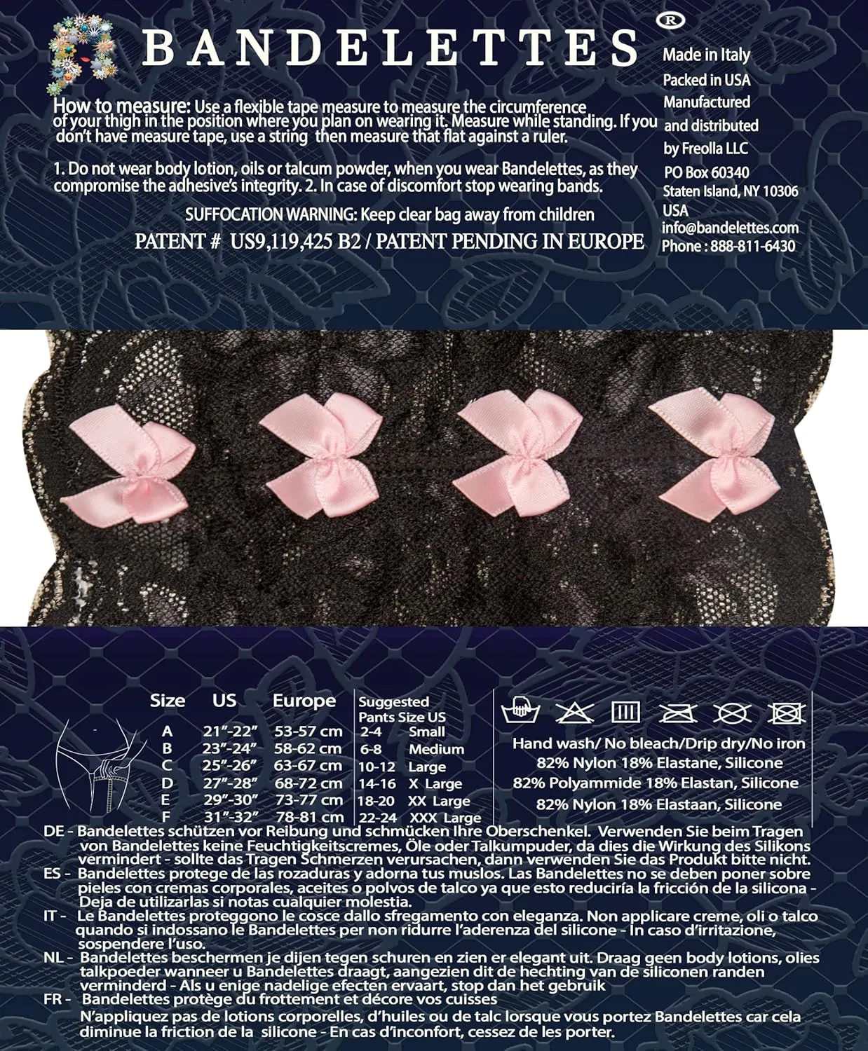 Bandelettes Original Patented Elastic Anti-Chafing Thigh Bands *Prevent Thigh Chafing*