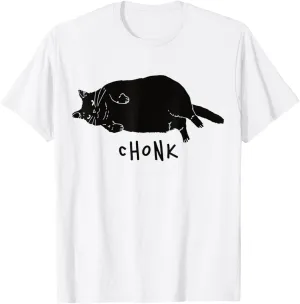 Black Cat Chonk Funny Black Cat Meme Fat Chonky Cat T-Shirt