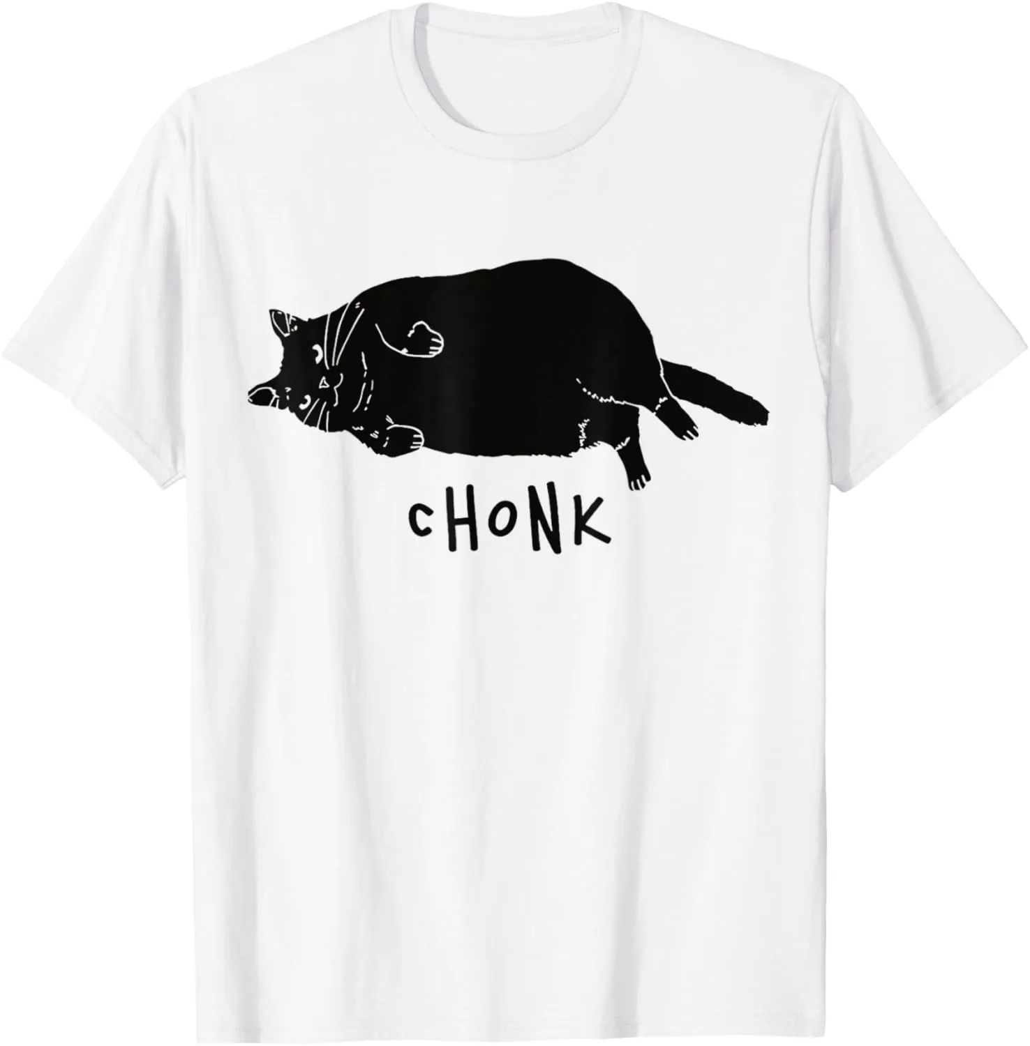 Black Cat Chonk Funny Black Cat Meme Fat Chonky Cat T-Shirt
