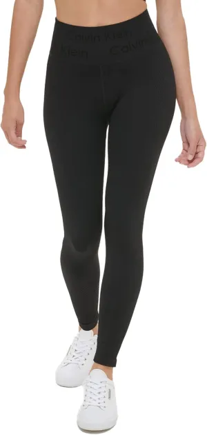Calvin Klein Performance Women's Textured Knit 7/8 Active Leggings, Black