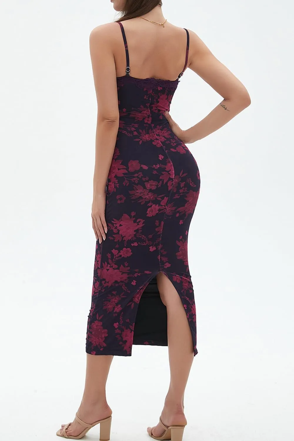 CHYRII Women 2025 Summer Spaghetti Straps Floral Maxi Dress Bodycon Party Wedding Guest Dress