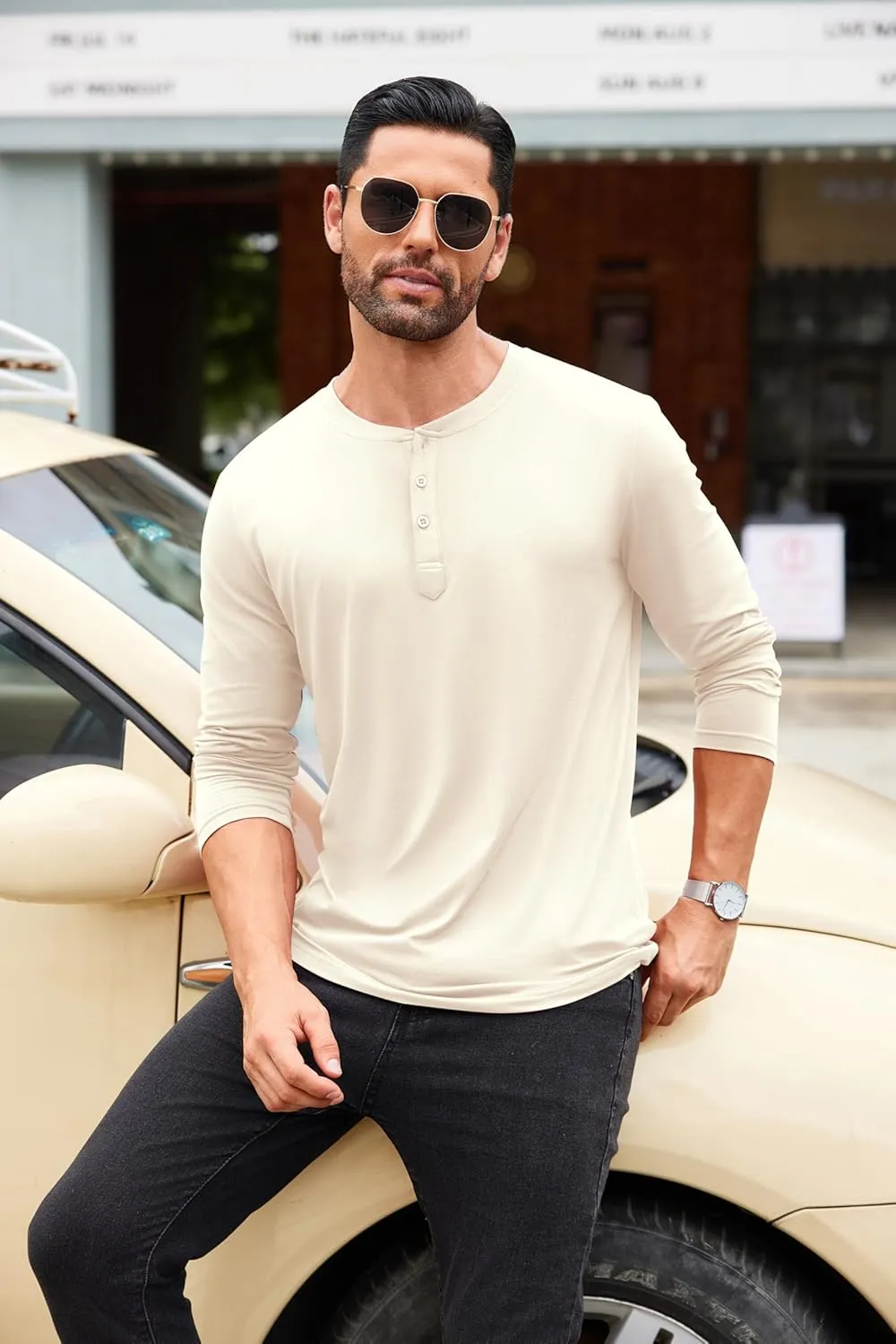 COOFANDY Men's Henley Shirts Long Sleeve Fashion Casual Tee Basic Lightweight T-Shirt