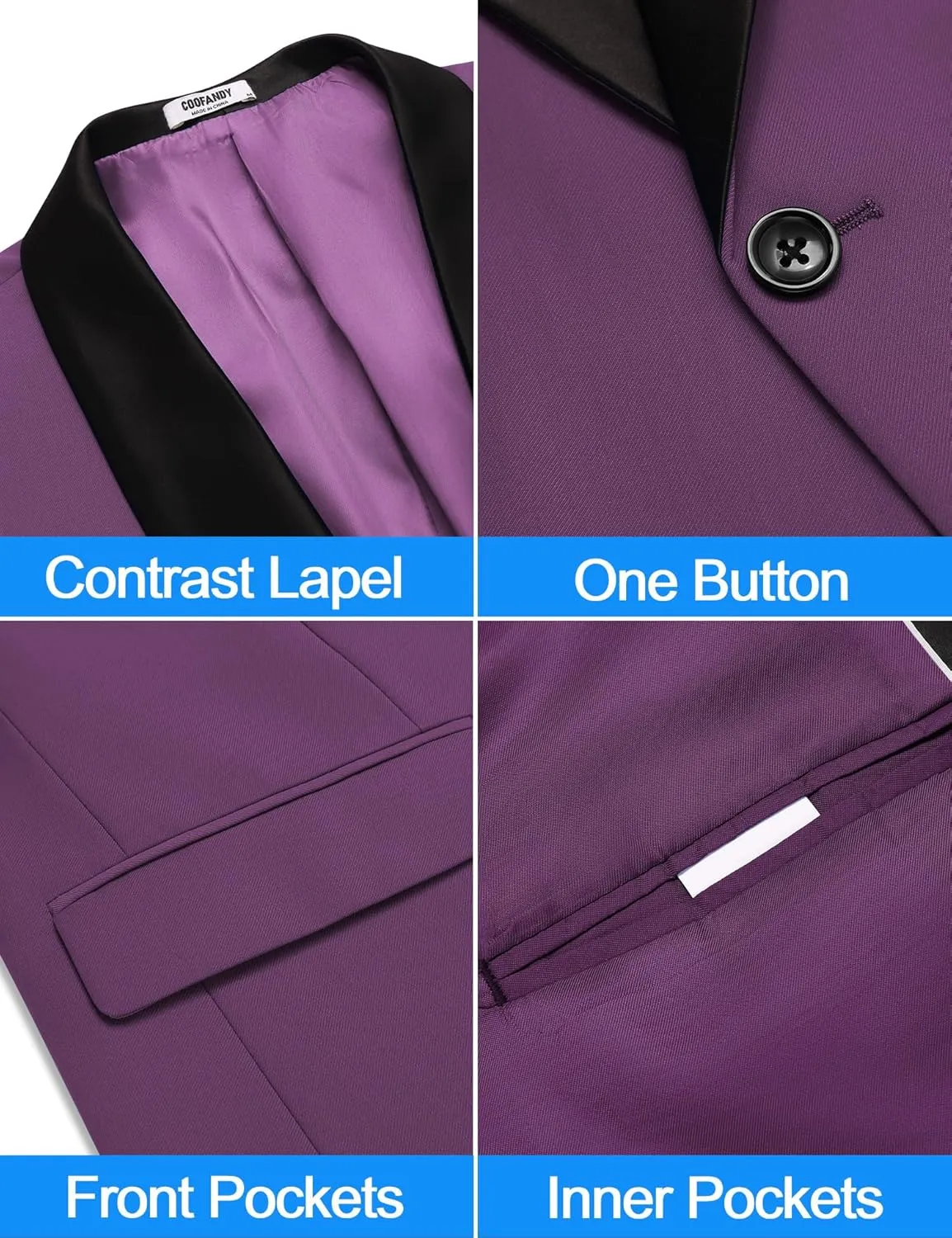 COOFANDY Mens Tuxedo Jacket Wedding Suit Jacket Slim Fit Blazer Jacket for Dinner, Prom, Party