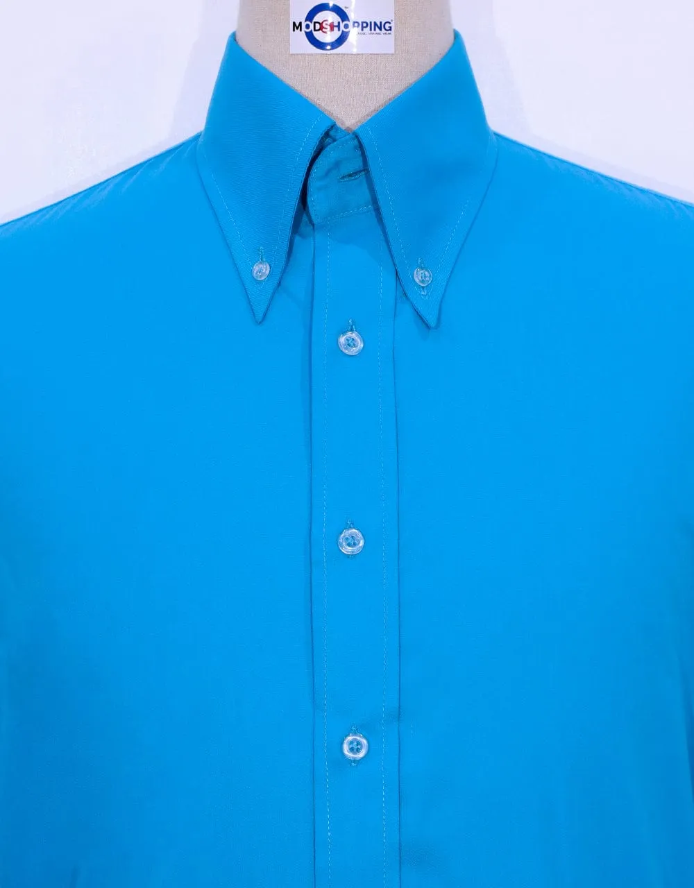 Deep Sky Blue Button Down Collar Shirt