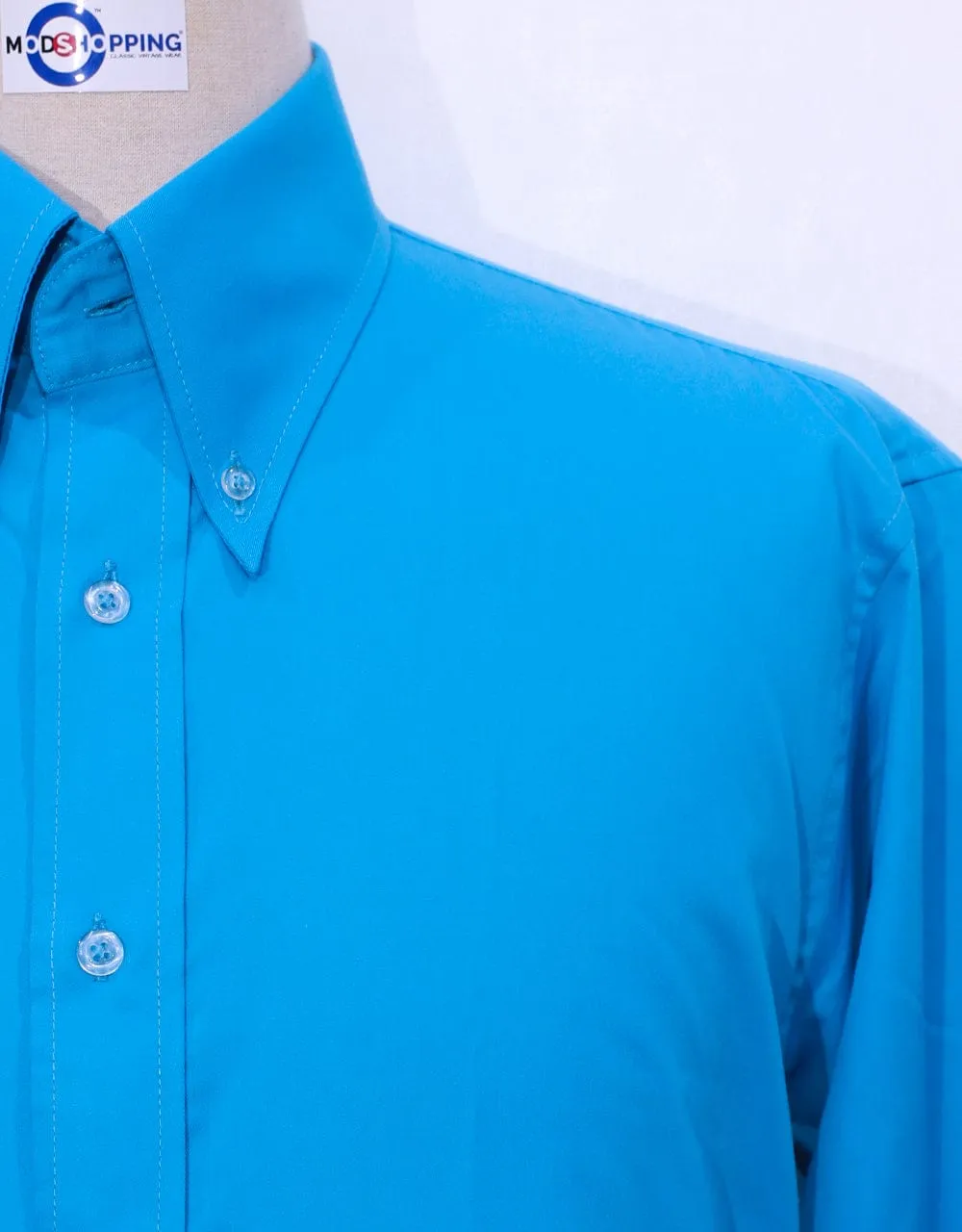 Deep Sky Blue Button Down Collar Shirt