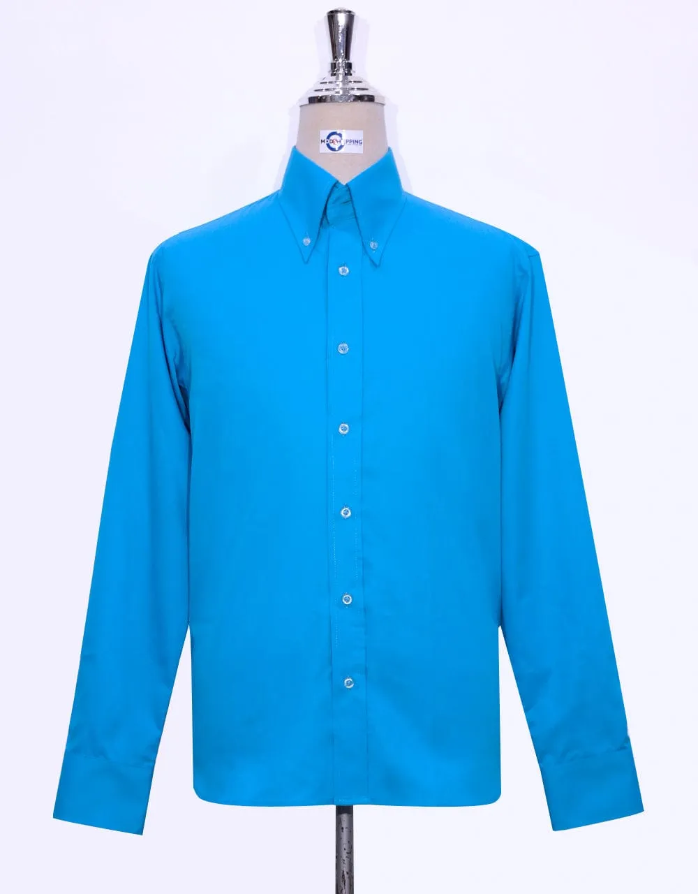 Deep Sky Blue Button Down Collar Shirt