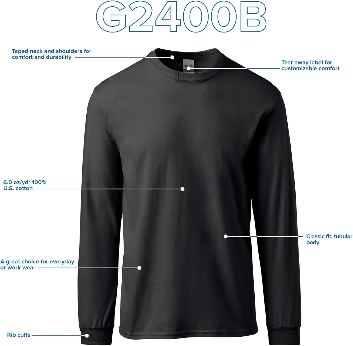 Gildan Youth Ultra Cotton Long Sleeve T-Shirt, Style G2400B, 2-Pack
