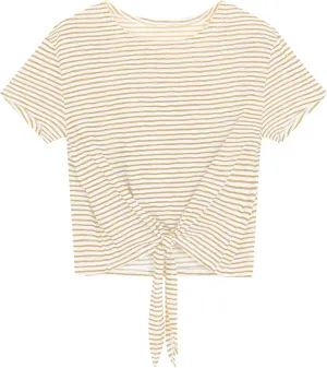 Iandroiy Women's Summer Causal Short Sleeve Blouse Round Neck Crop Tops Twist Front Tee T-Shirt