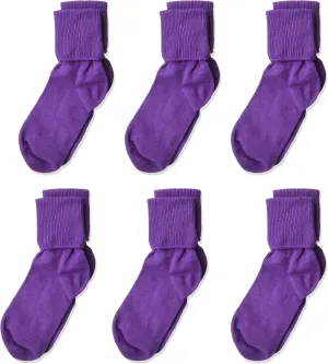 Jefferies Socks Girls 2-6X Seamless Turn Cuff 6 Pair Pack Socks