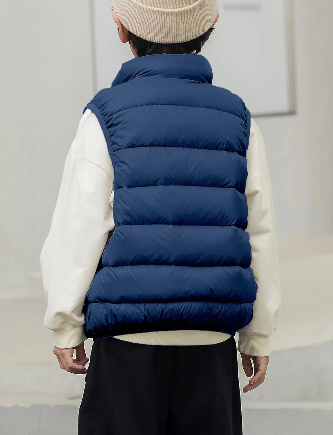 Kids Puffer Down Vest Windproof Lightweight Gilet Waistcoat Padded Jacket Stand Collar Coat