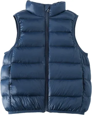 Kids Puffer Down Vest Windproof Lightweight Gilet Waistcoat Padded Jacket Stand Collar Coat