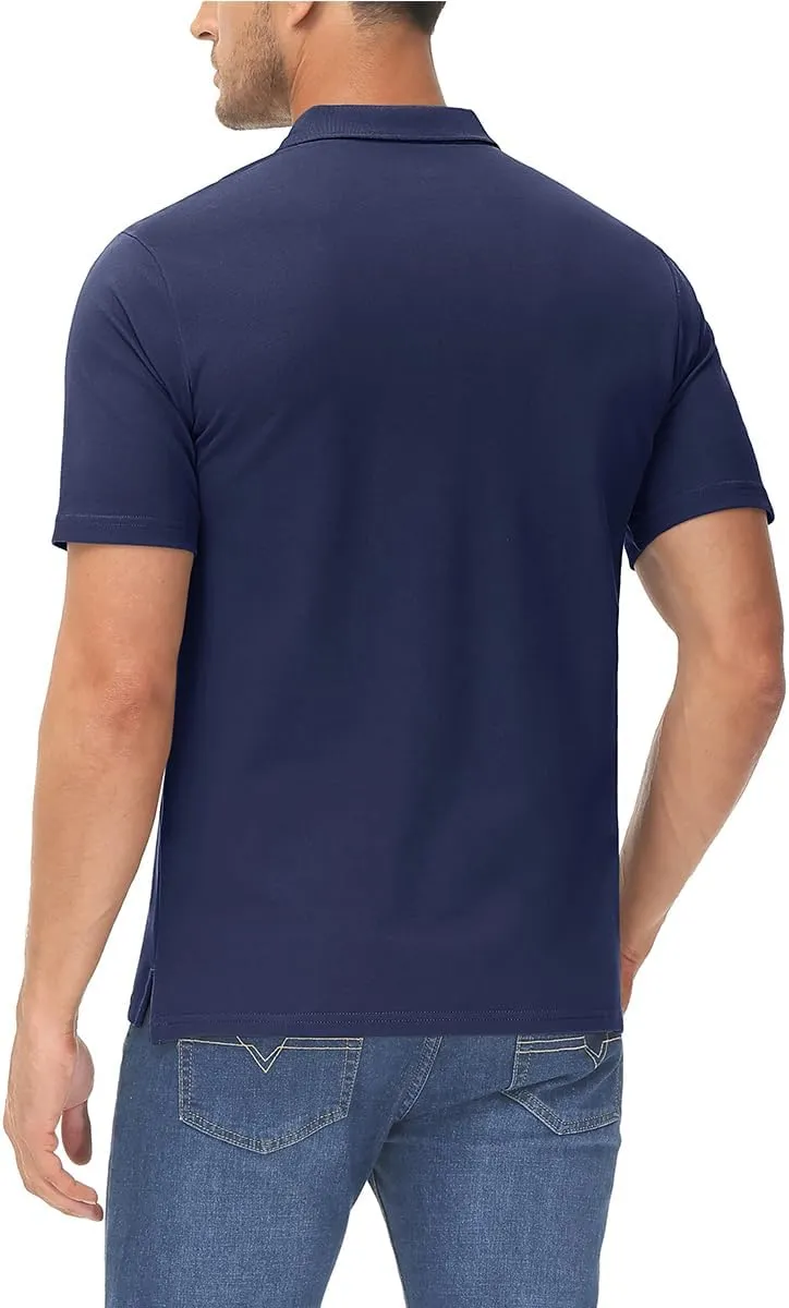 MAGCOMSEN Mens Polo Shirt Short Sleeve Golf Polo Shirt Cotton Pique Tennis Polo Shirt Lightweight Casual Shirt