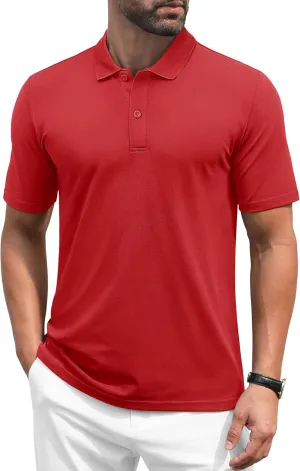 MAGCOMSEN Mens Polo Shirt Short Sleeve Golf Polo Shirt Cotton Pique Tennis Polo Shirt Lightweight Casual Shirt