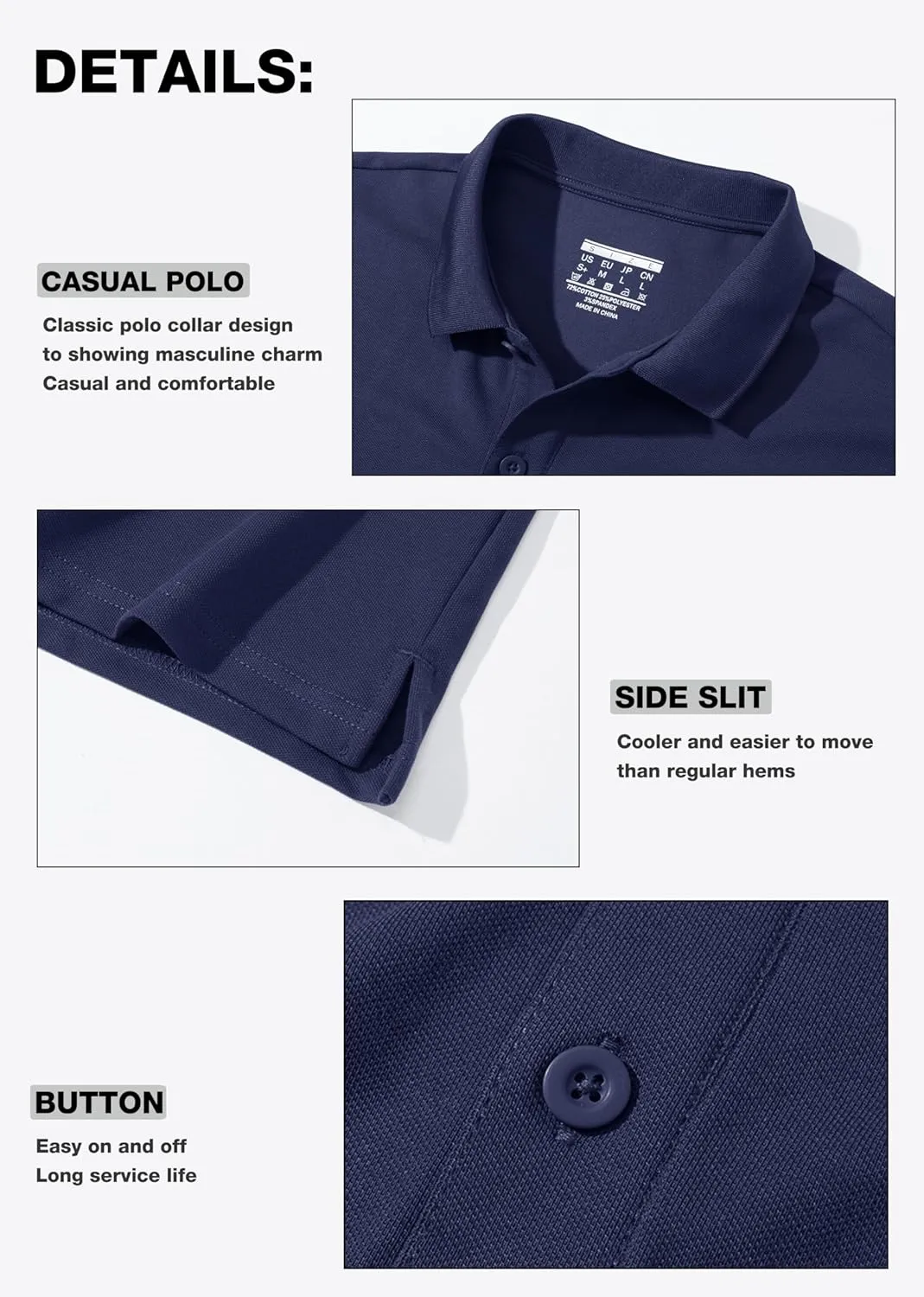 MAGCOMSEN Mens Polo Shirt Short Sleeve Golf Polo Shirt Cotton Pique Tennis Polo Shirt Lightweight Casual Shirt