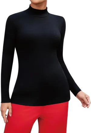 SHEIUGU Womens Mock Turtleneck Long Sleeve Sleeveless Tops Stretch Fitted Underwear Layer Tee Shirts Tops
