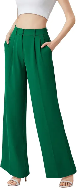 Wide Leg Pants | High Waisted Trousers with Pockets | Comfortable Work Pants | Business Casual Pants
