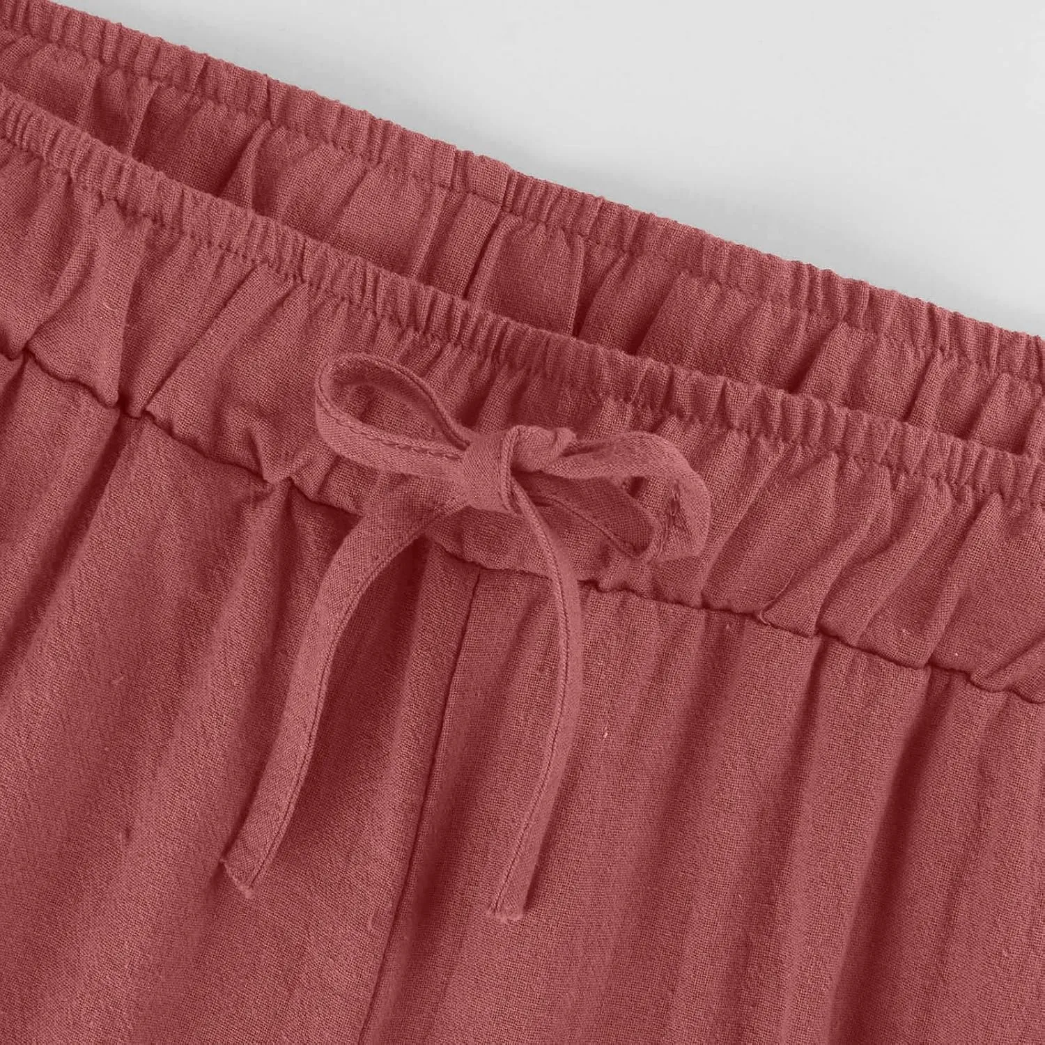 Women Linen Pants Casual High Waist Lightweight Lounge Pants Drawstring Loose Fit Summer Trousers with Pockets