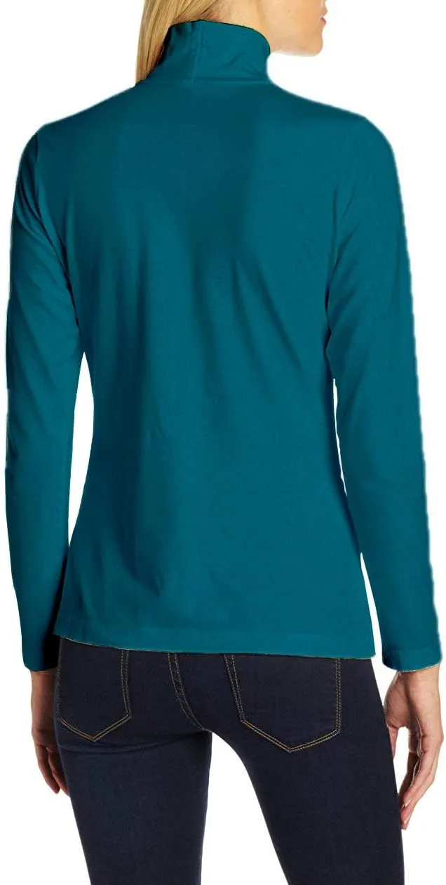 Women's Basic Long Sleeve Turtleneck T-Shirt Solid Casual Slim Cotton Top Base Layers