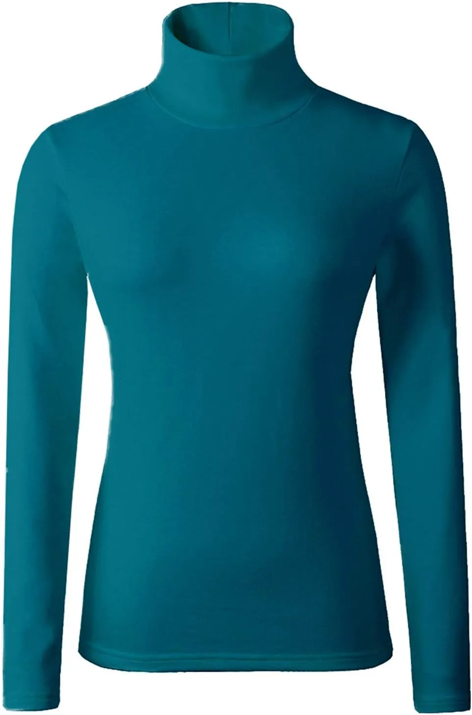 Women's Basic Long Sleeve Turtleneck T-Shirt Solid Casual Slim Cotton Top Base Layers