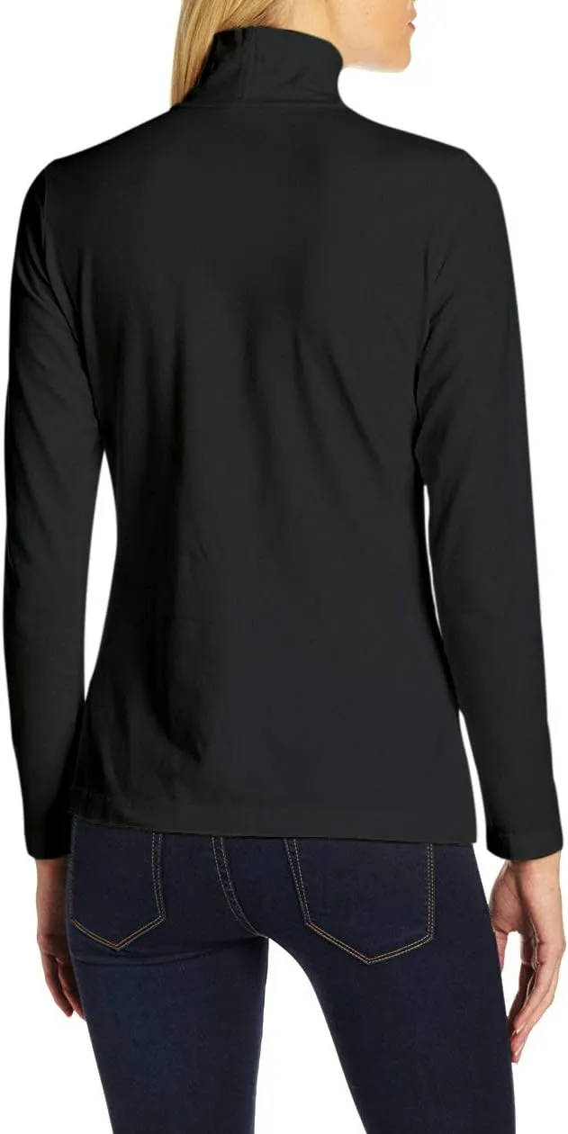 Women's Basic Long Sleeve Turtleneck T-Shirt Solid Casual Slim Cotton Top Base Layers