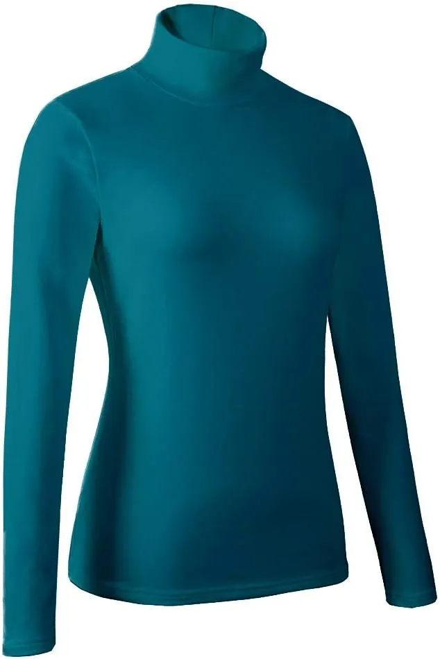 Women's Basic Turtleneck Long Sleeve T-Shirt Plain Fitted Slim Cotton Tops