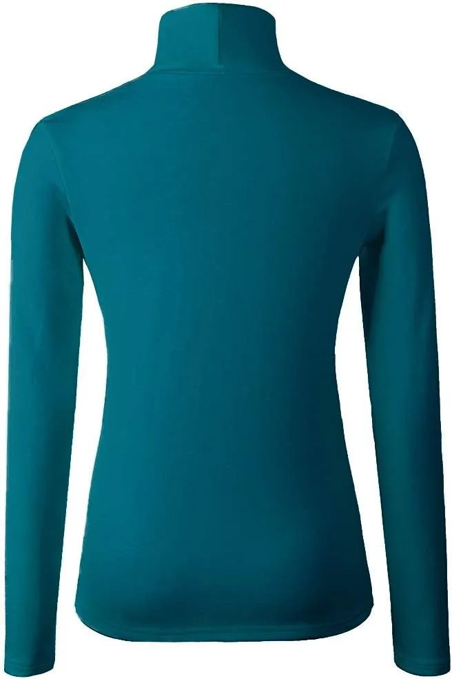 Women's Basic Turtleneck Long Sleeve T-Shirt Plain Fitted Slim Cotton Tops