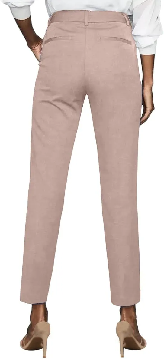 Womens Dress Pants High Stretch Straight Leg Black Pants for Work Business Casual with Pockets
