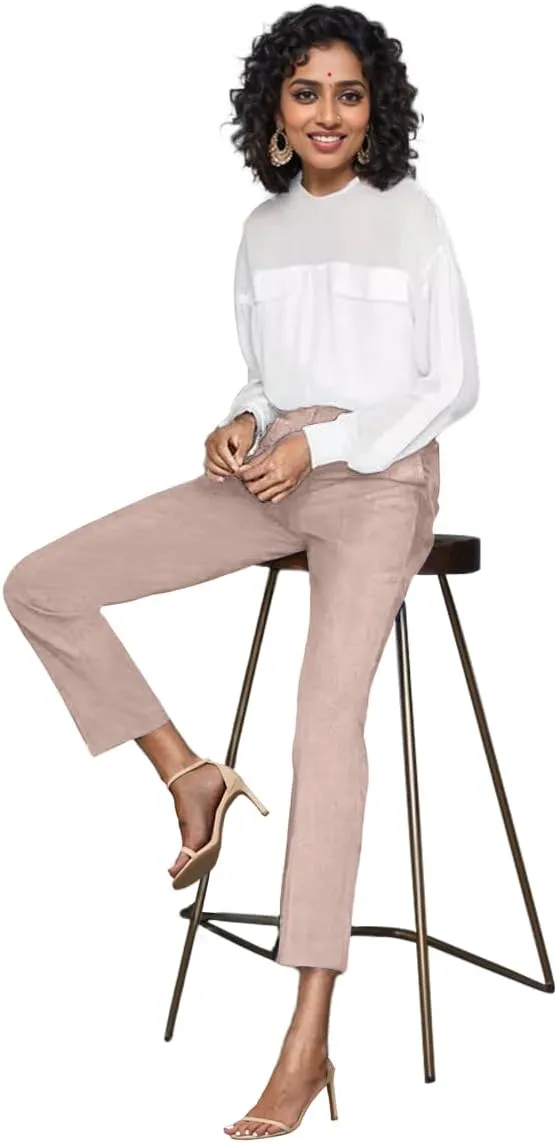 Womens Dress Pants High Stretch Straight Leg Black Pants for Work Business Casual with Pockets